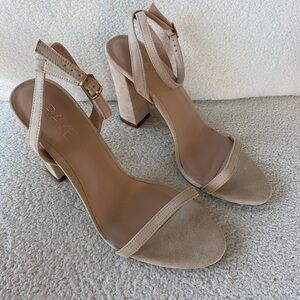 Nude Strappy Block Heels